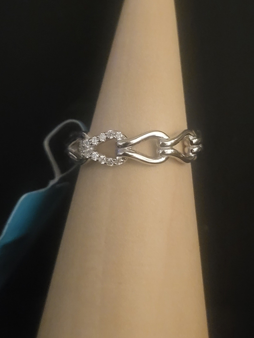 Sterling Silver Chain Link Band Size 7 Genuine Moissanite